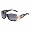 Polarized Sunglasses Women Oversized Square Frame UV400 Hollow Carved Temple – Retro Vintage Fashion Shades Driving Beach Outdoor, Ladies Eyewear Gift Black Blue Purple