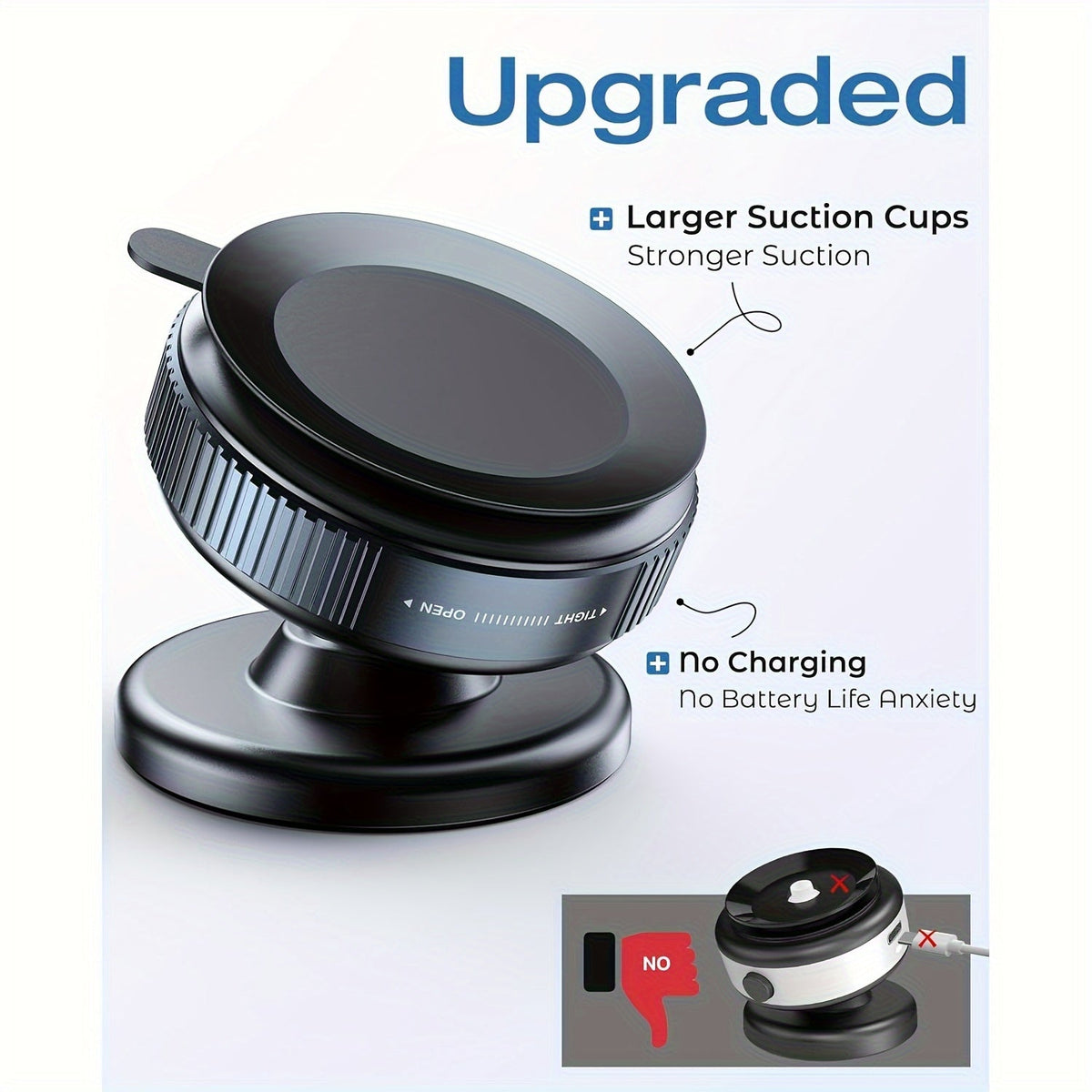 Magnetic Phone Holder with Vacuum Suction Cup, 360° Adjustable Hands-Free Phone Mount for Car, Gym, Mirror & Smooth Surfaces, Universal Magnetic Suction Phone Stand Compatible with All Smartphones