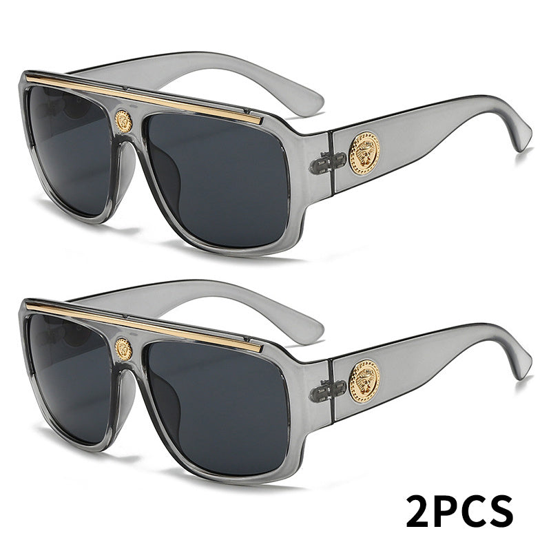 2-Pack Men's Cyberpunk Square Fashion Glasses with Metal Frame – Lightweight Street Style Sunglasses for Men, 8 Color Options, Daily Wear & Gift