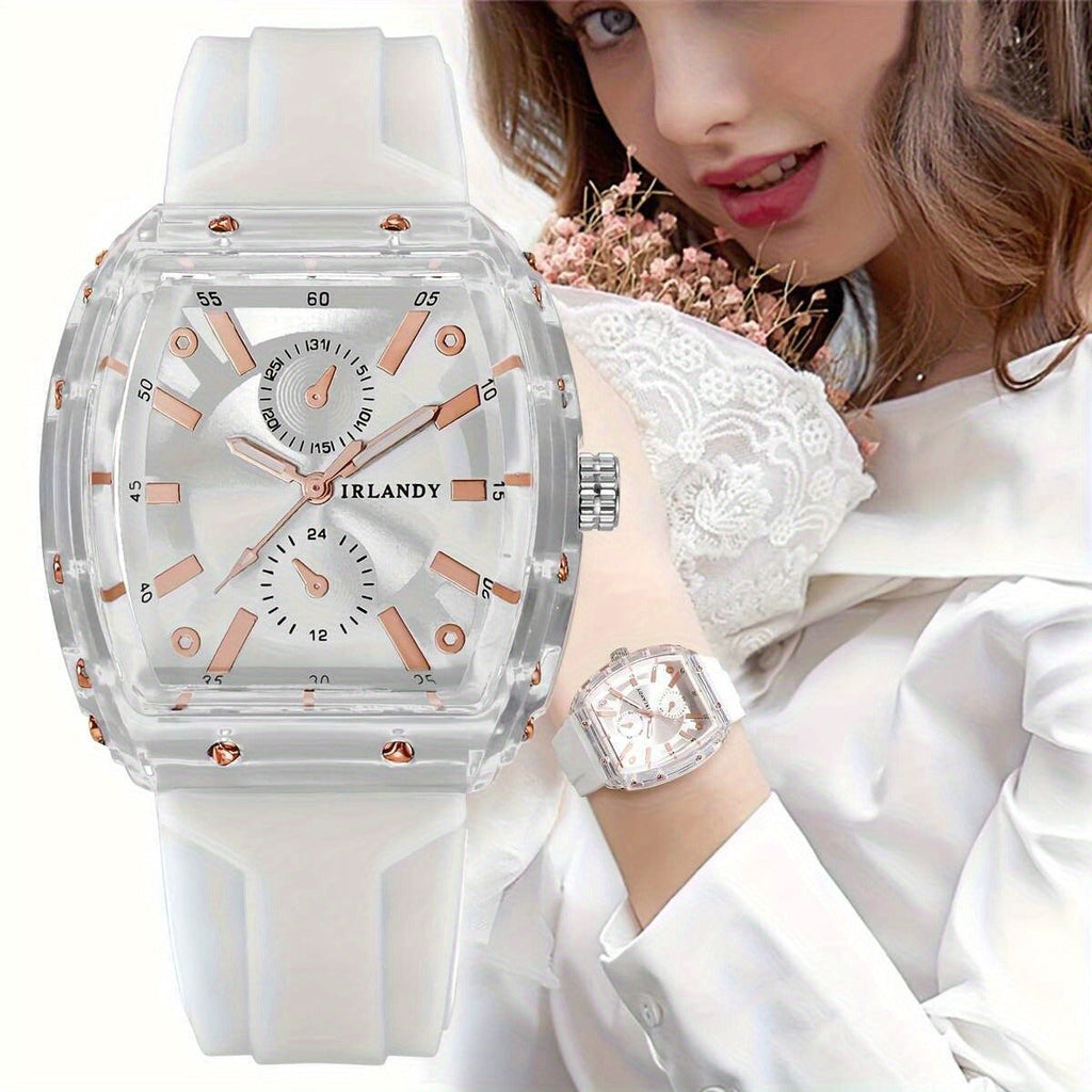 5-Pack Men's Quartz Watches – Casual Sport Minimalist Alloy Case Silicone Strap Barrel Dial Wristwatch Set Daily Wear Father's Day Birthday Holiday Gift