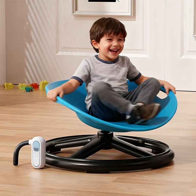 Sensory Spin Chair for Kids with Autism – Oval Eggshell Design Spinning Stool with Anti-Slip Metal Base, Vestibular Sensory Integration & Rehabilitation Training Equipment for Home & Therapy Centers (Blue/Orange)