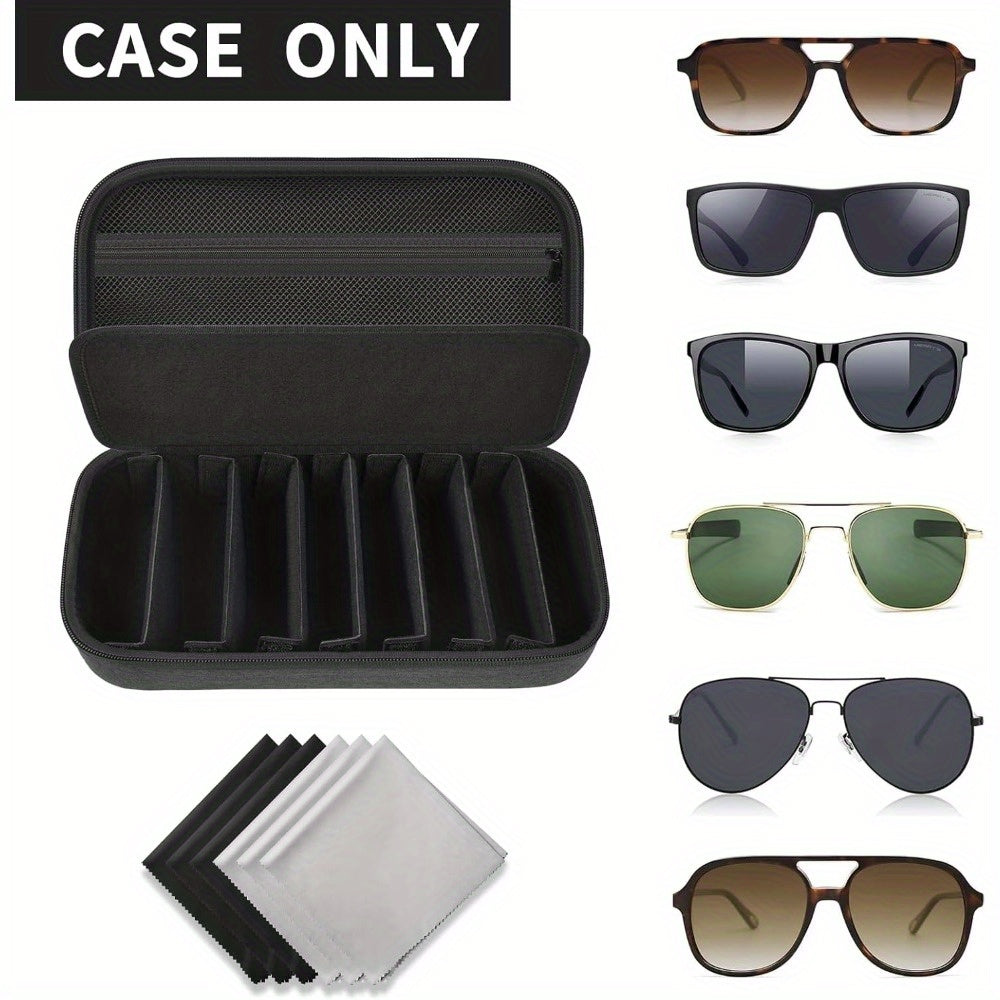 Travel Sunglasses Organizer Case for Multiple Pairs – Multi-Slot Eyeglasses Storage Holder Bag for Men & Women, Portable Hard Shell Sunglasses Box for Home & Travel, 2 to 10 Slots Available