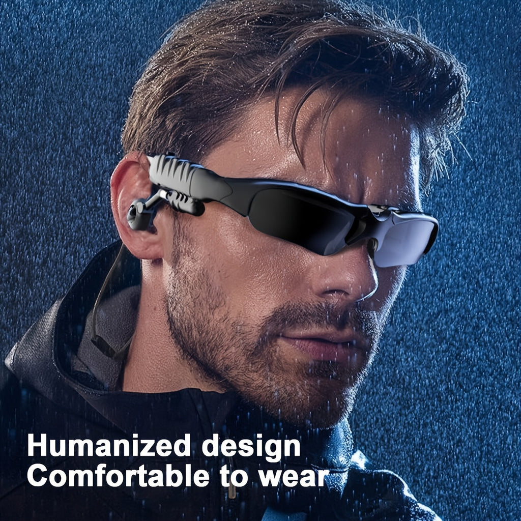 Bluetooth 5.4 Smart Audio Glasses Wireless Headset – Hands-Free Calls & Music, Built-In Condenser Mic, Volume Control, USB Charging, 80mAh Battery, Open Ear Wearable Tech Eyewear for Men & Women