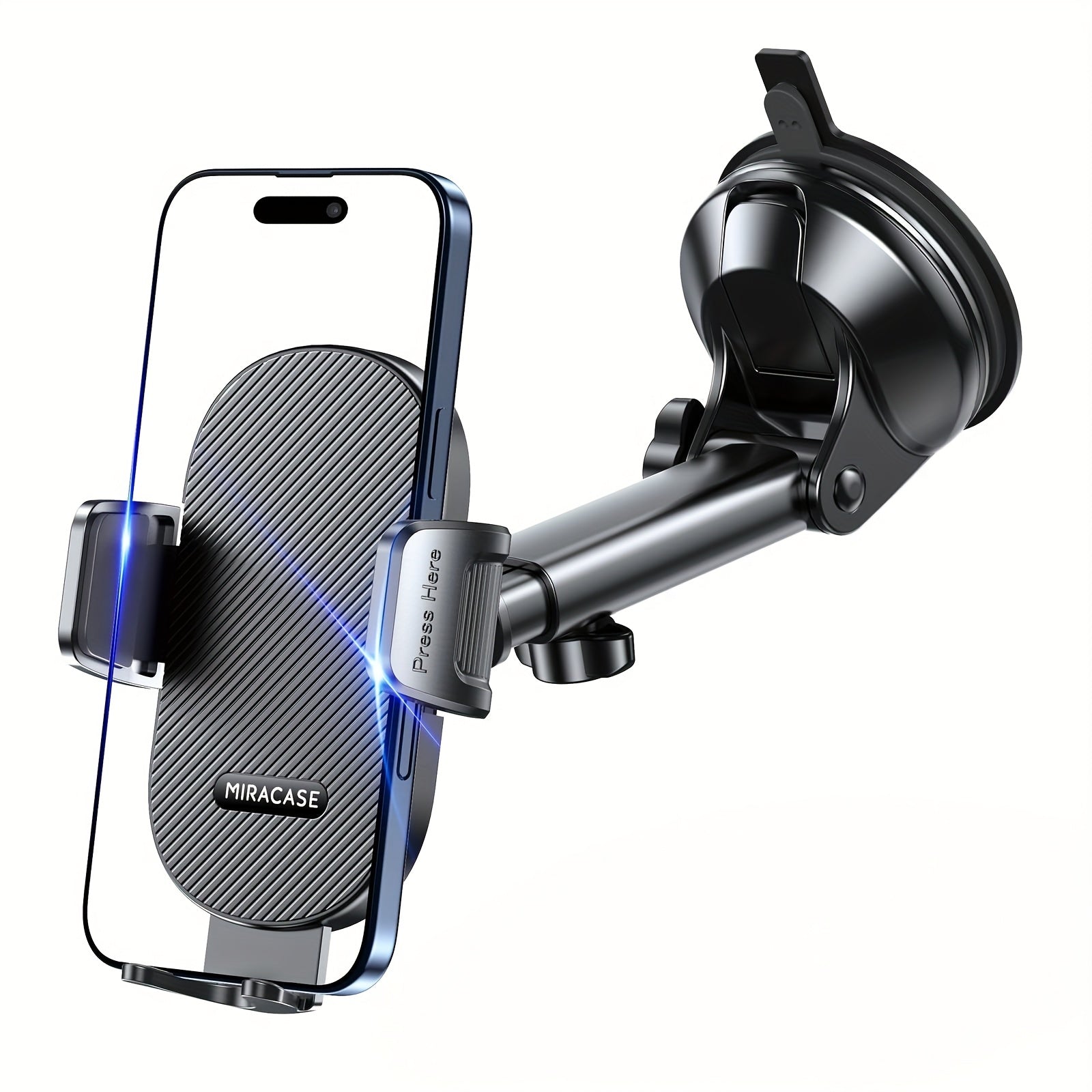 Universal Car Phone Holder 360° Rotatable Dashboard Mount – Retractable Cradle Fits All Phones iPhone Samsung, Adjustable Horizontal & Vertical Viewing, Secure Grip Car Phone Mount