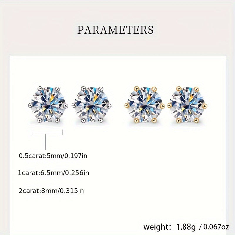 Moissanite Stud Earrings for Women S925 Sterling Silver – 0.5CT 1CT 2CT 3CT Vintage Style Diamond Alternative Earrings in Gold Silver Elegant Jewelry Gift