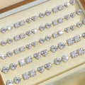 72-Piece Sparkling Zircon Stud Earrings Set – Geometric Heart Round Square CZ Crystal Earring Pack for Women Men Hypoallergenic Fashion Jewelry Gift Birthday Valentine's Day