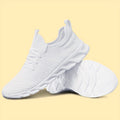 Men's Lightweight Knit Mesh Sneakers EVA Blade Sole Low-Top Lace-Up – Breathable Running Walking Gym Shoes in White Red Black All-Season US Sizes 6 to 13.5