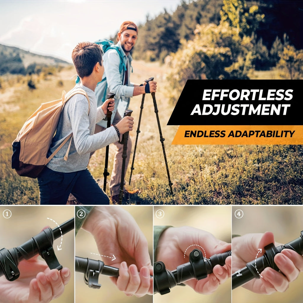 Trekking Poles 2 Pack Aluminum Alloy Lightweight Collapsible Telescopic Hiking Sticks with Quick Lock for Men Women Hiking Camping Backpacking Trail Walking