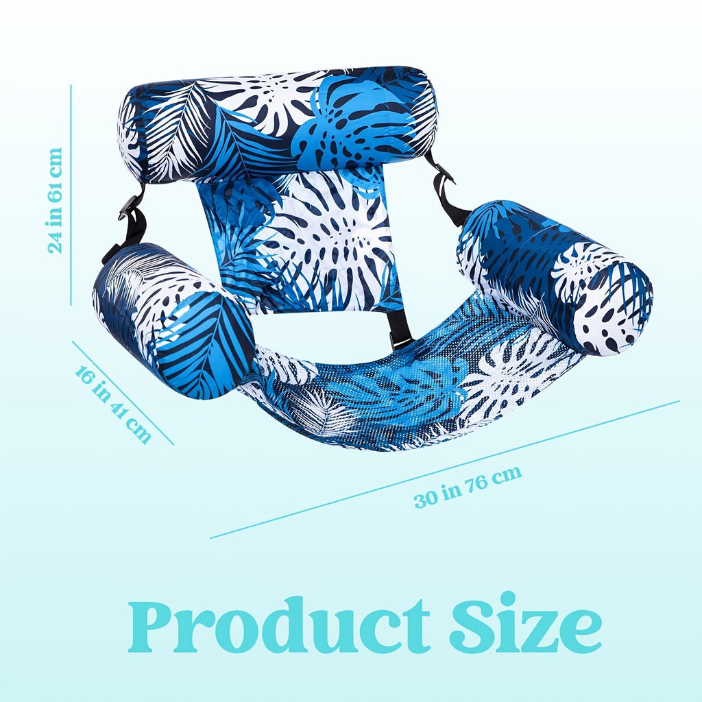 Inflatable Pool Float Chair for Adults – Leaf Design Floating Lounger with Mesh Sling Seat, 1 & 2 Pack, Portable Summer Float for Pool Beach Lake Party, 30x16x24 Inch