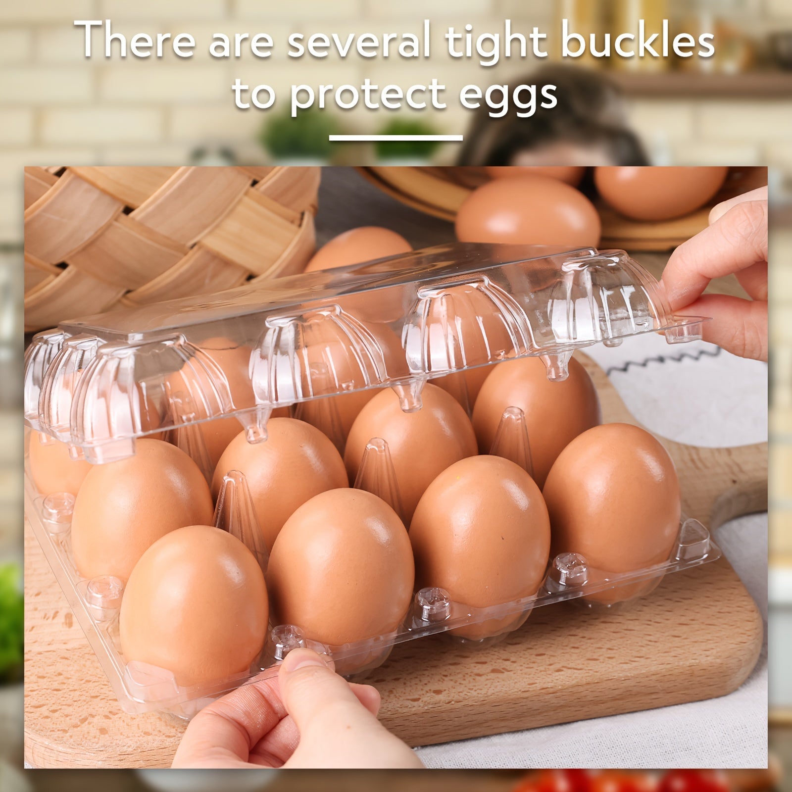 60-Pack Clear Plastic Egg Cartons 12-Cavity with Label Stickers – Bulk PET Egg Boxes for Home Kitchen, Ranch, Chicken Farm, Farmers Market & Refrigerator Storage, Holds Standard Dozen Eggs