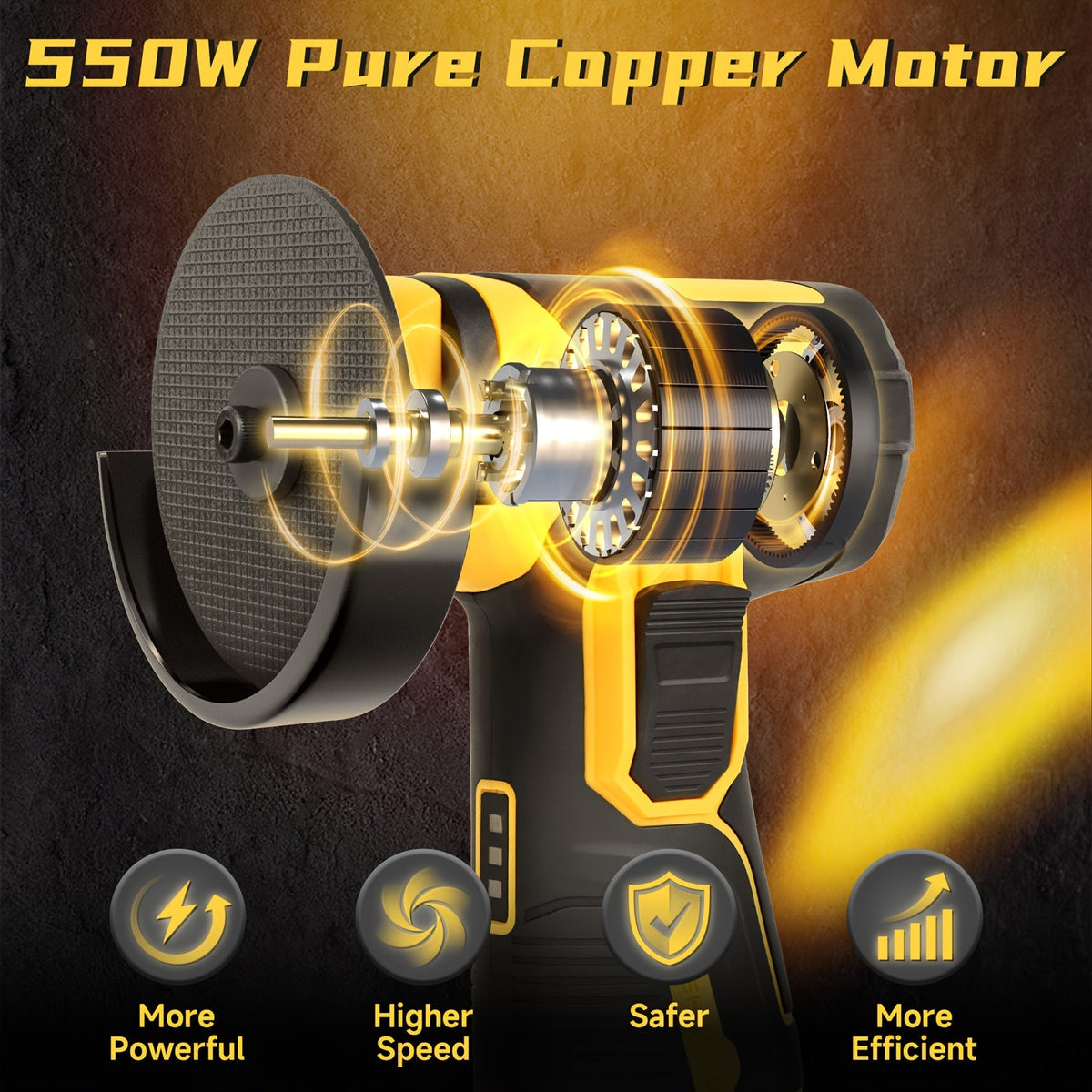 Mini Cordless Angle Grinder 19500 RPM Lithium Battery – Electric Grinding & Polishing Tool for Metal Wood Stone & Concrete with 1 or 2 Batteries Included