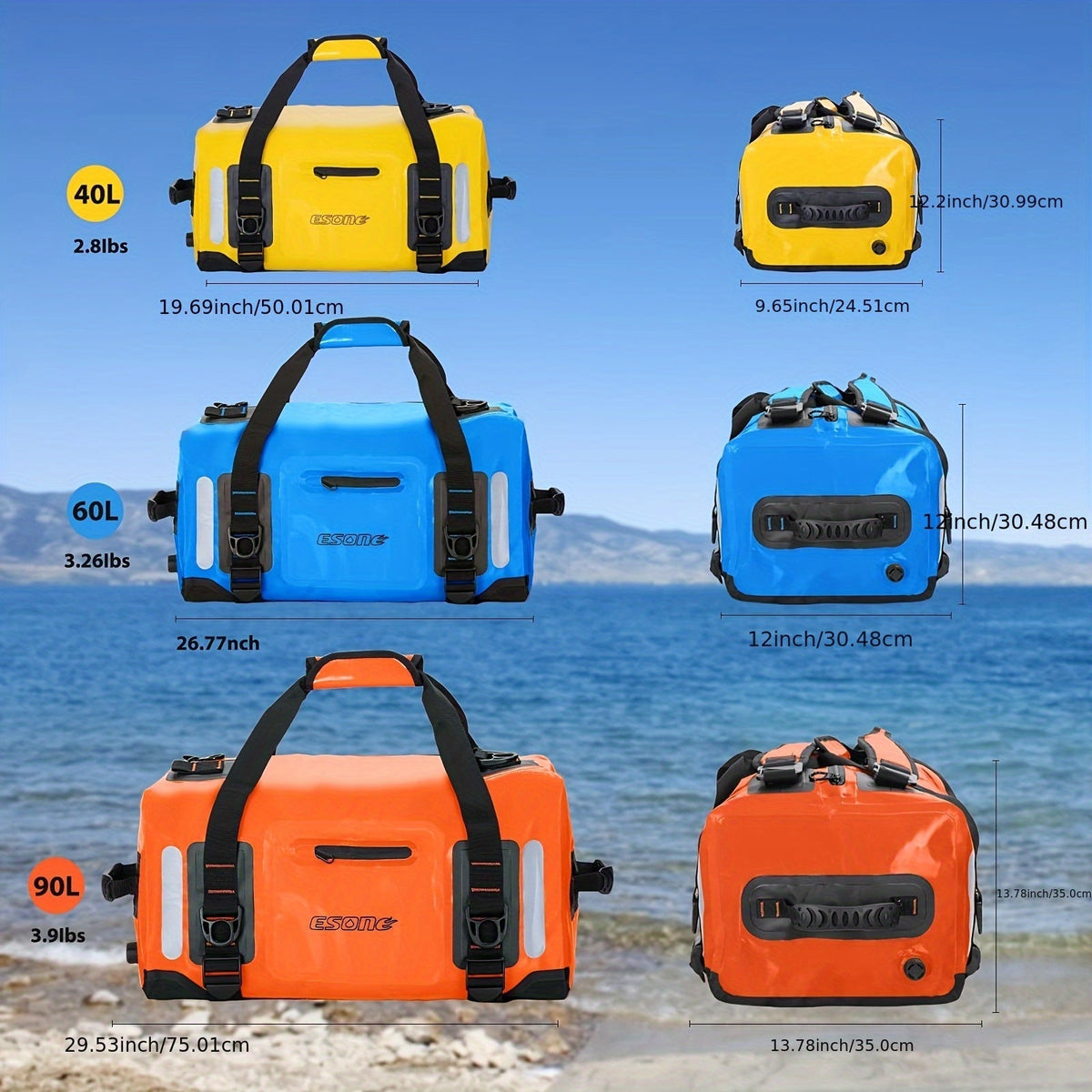 Waterproof Dry Bag Backpack for Kayaking, Camping, Surfing & Travel – Lightweight Roll-Top Duffel Bag for Men & Women, Paddle Board, Boating & Outdoor Adventures, 40L / 60L / 90L