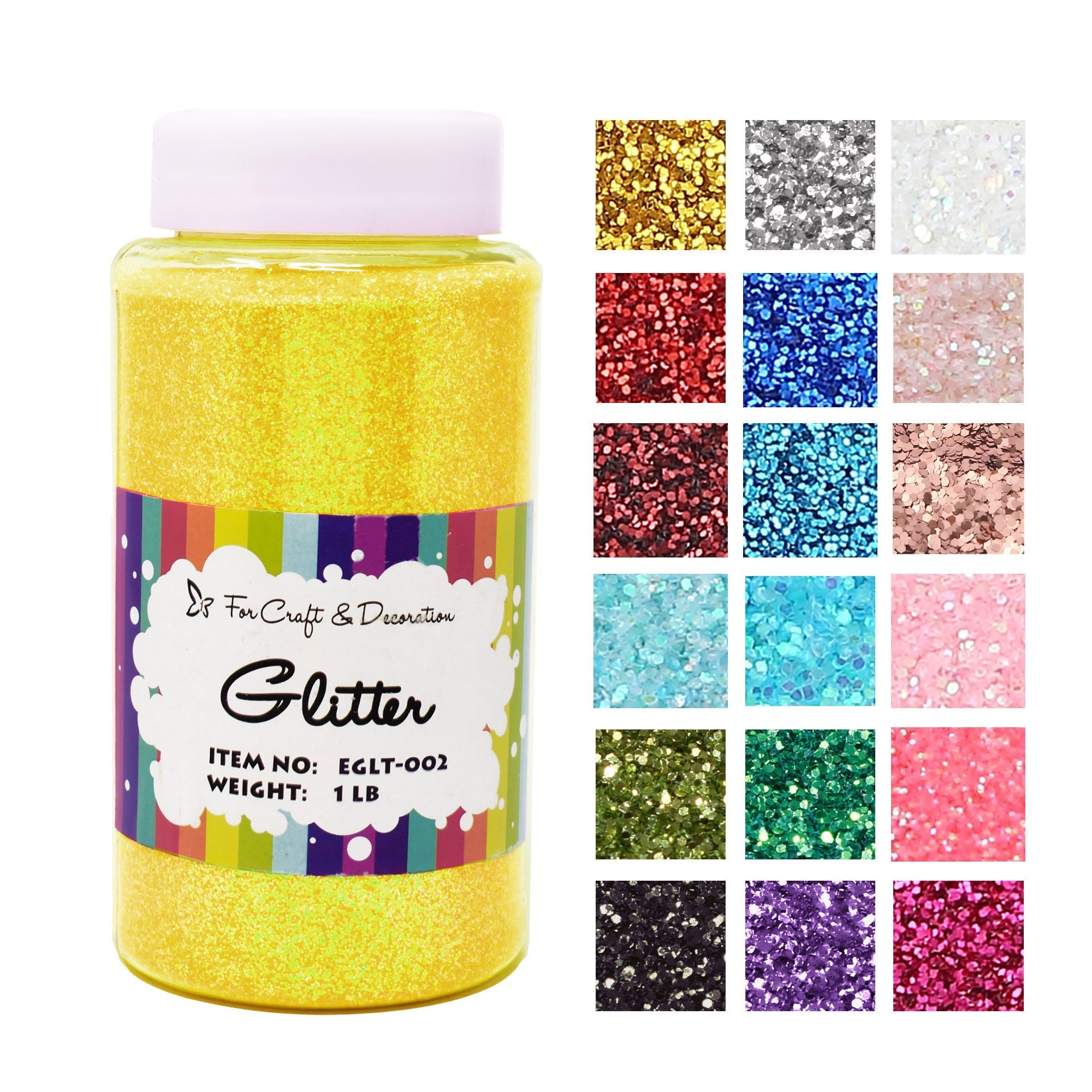 1lb Craft Glitter Powder 19 Colors – Fine Ultra Fine Chunky Glitter with Shaker Top for Tumblers Resin Scrapbooking DIY Crafts, Bulk Glitter for Kids Adults Artists