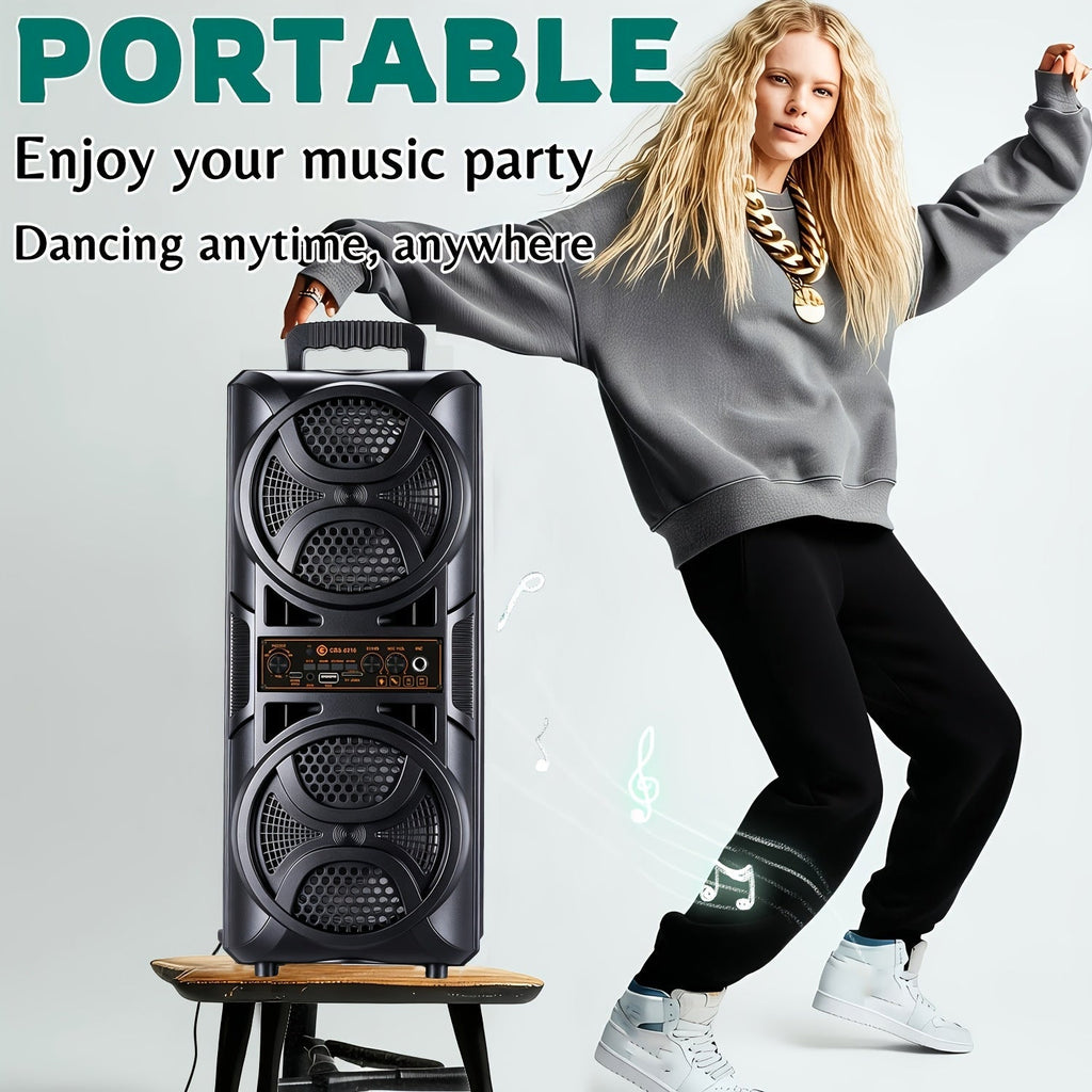 Large Bluetooth Karaoke Party Speaker with Microphone & Subwoofer – LED Light Show, BT/USB/TF/AUX/FM/TWS/EQ, Professional Party Box Speaker for Home & Outdoor Events