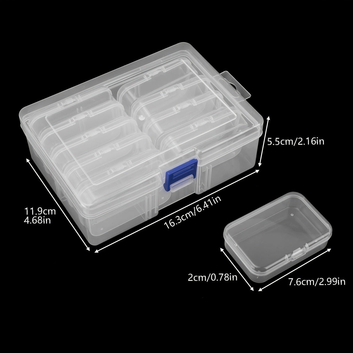 Clear Bead Organizer Box Set with Hinged Lid – Mini Plastic Storage Containers for Jewelry Making, Bracelet Crafting & Nail Art, Available in 11, 16 & 31 Piece Sets, Rectangle Compartment Cases