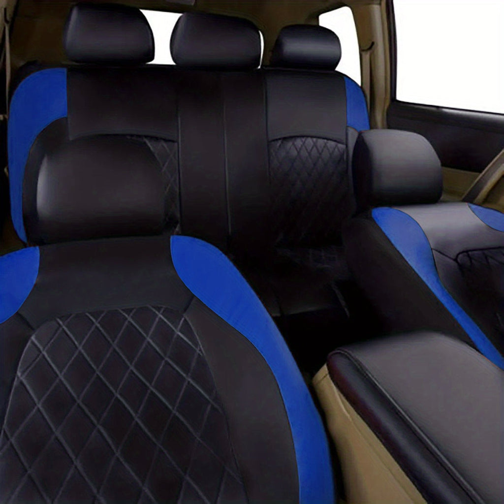 Quilted PU Leather Car Seat Covers Waterproof Sponge Padded All-Season Universal Fit Cars SUVs Trucks Gray Black Red Blue Single or 12-Piece Full Set Interior Protection | Nova Mart