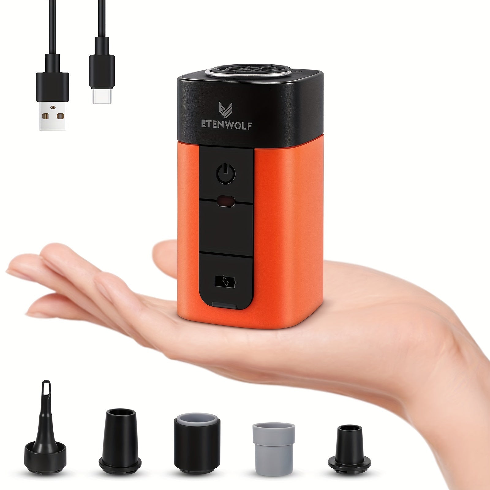 Portable Electric Air Pump 2600mAh USB Rechargeable – Fast Inflation for Air Mattress, Swimming Ring & Vacuum Storage Bags, Ultra Compact Pendant Design for Camping, Beach & Travel