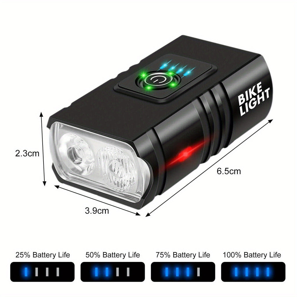 USB Rechargeable LED Bike Light Set with Whistle – 1500 Lumen Front Headlight & Rear Taillight, 6+4 Modes, LED Power Display, Portable Safe Night Cycling Light for Road Mountain Commuter Bike
