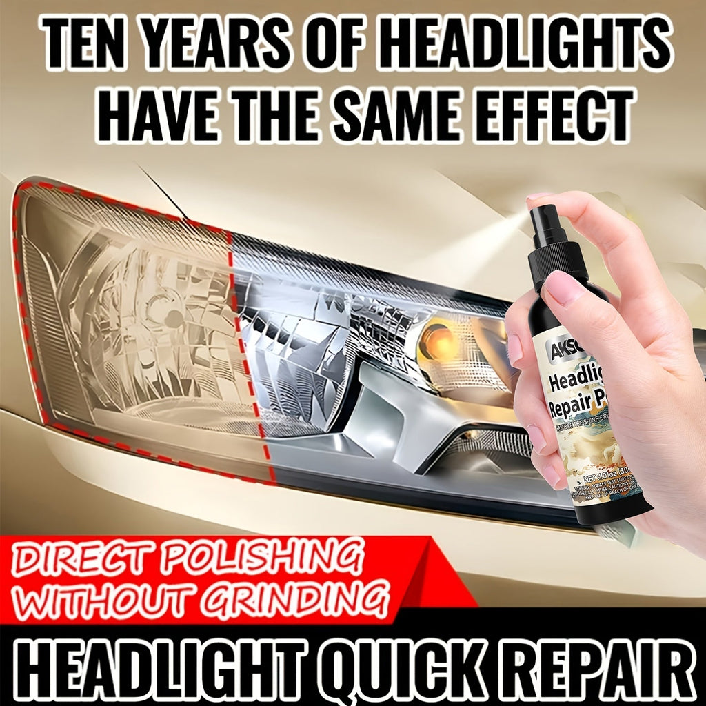 Headlight Restoration Polish Kit – Anti-Yellowing Crystal Clear Formula for Cloudy Headlights, Taillights & Fog Lamps, Multi-Use Auto Light Restorer, 30ml / 50ml / 120ml
