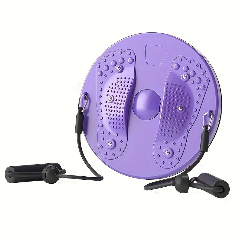 Magnetic Waist Twisting Disc with Resistance Cord – Home Gym Core Ab Workout Balance Board, Non-Electric Slimming Twist Trainer for Office & Home Exercise, Purple Pink Green