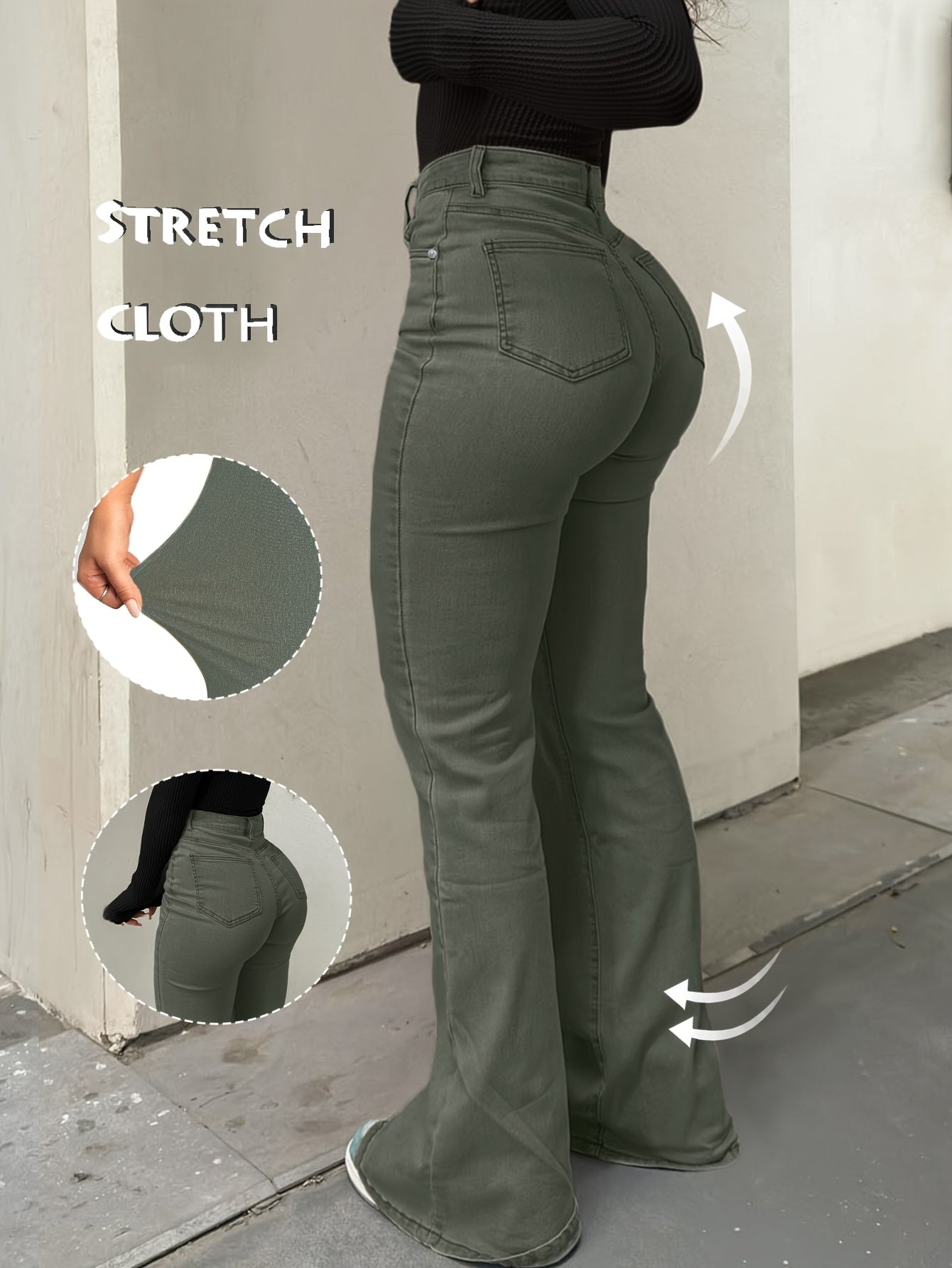 Y2K Vintage High-Waist Straight Leg Denim Jeans Women High Elastic Waistband Solid Color Long Pants 12 Colors XS-XXL Streetwear
