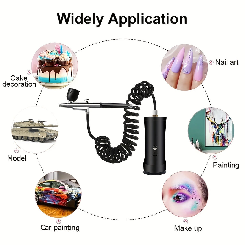 Rechargeable Cordless Airbrush Kit 0.3mm Nozzle 3-Speed Pressure Portable Airbrush Set for Makeup Nail Art Cake Decorating Model Painting Body Art USB-C Charging