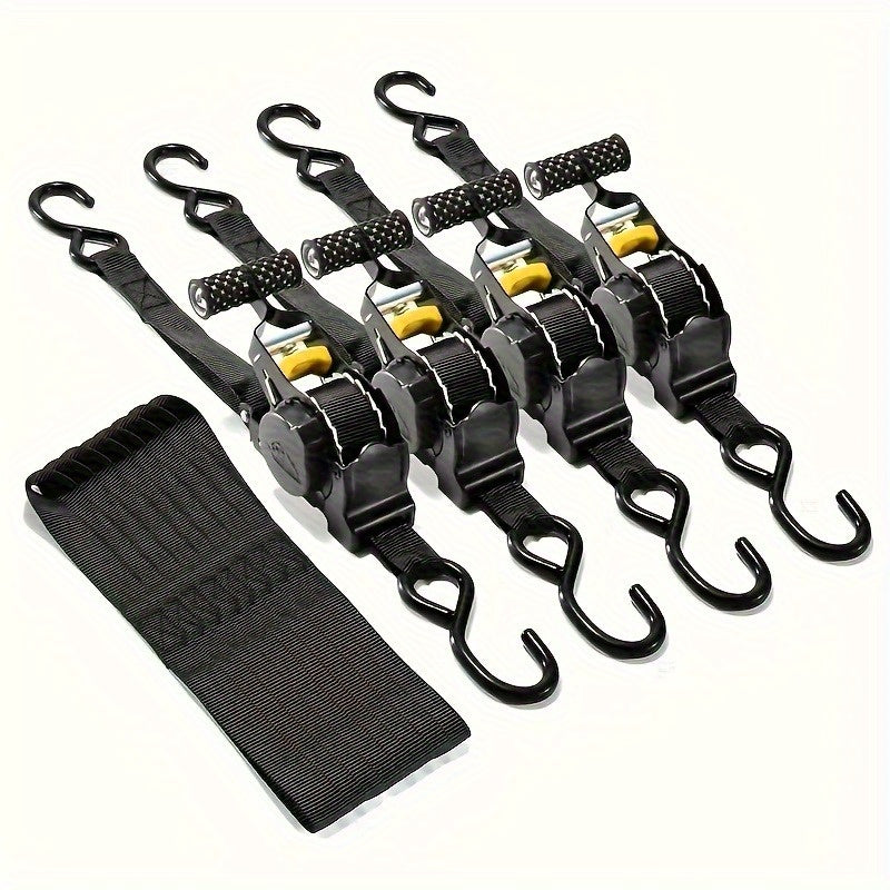 Heavy Duty Auto Self-Retracting Ratchet Tie Down Straps 2 Pack 10 Ft – Cargo Straps for Truck Trailer Motorcycle ATV & Moving Loads