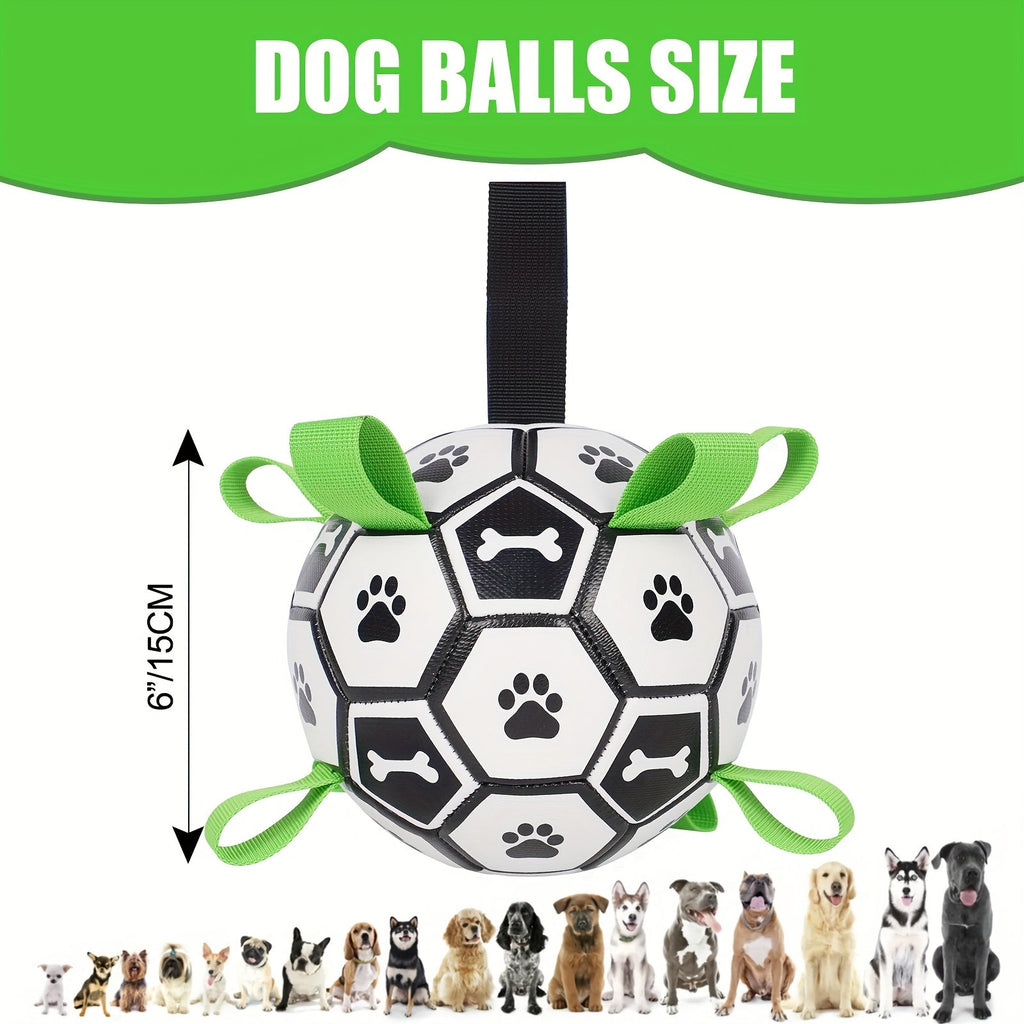 Soccer Ball Dog Toy with Straps – Durable Tug of War & Water Play Toy for Small & Medium Dogs, Includes Charging Cylinder, Perfect Christmas & Birthday Gift for Puppies
