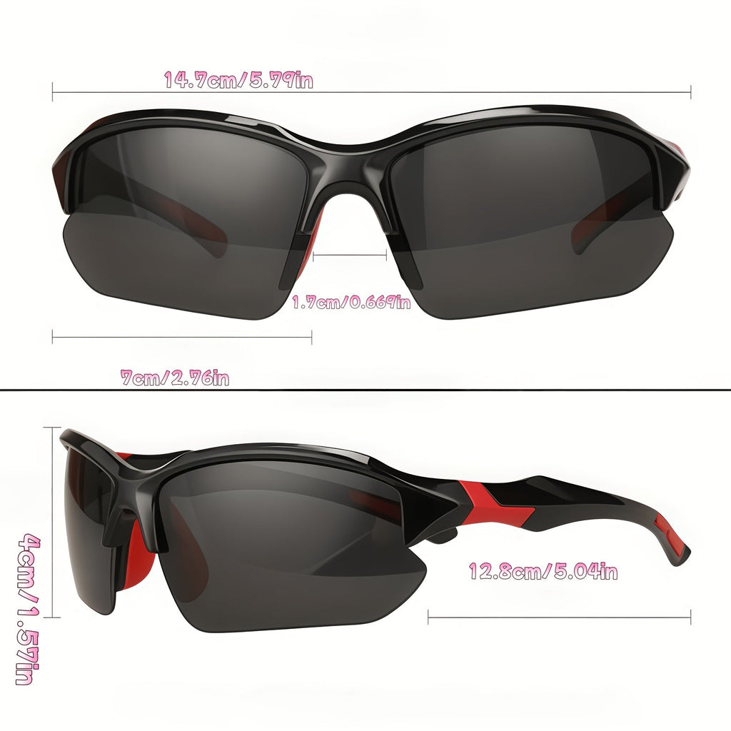 3 Pack Polarized Sunglasses UV400 Protection Unisex Outdoor Sports Eyewear for Cycling Running Fishing Driving Golf, Lightweight Frame Anti-Glare Lenses - Black Yellow Red Set