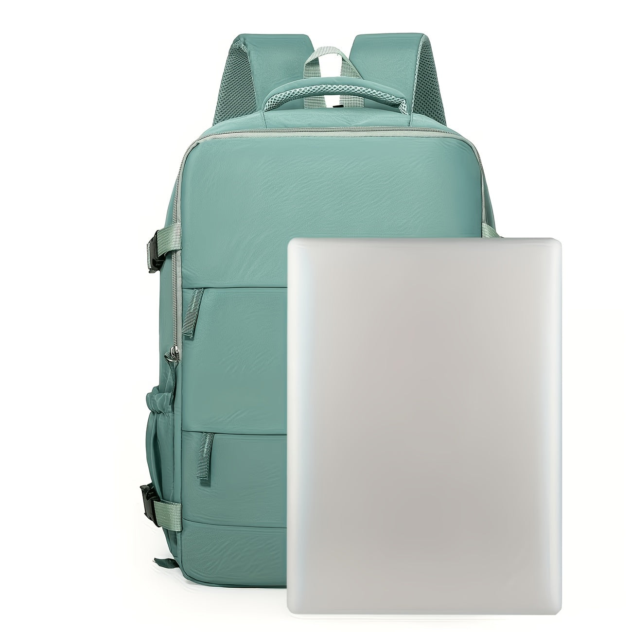 Large Capacity Travel Backpack with Shoe Compartment 180° Opening – Multi-Pocket Unisex School & Business Bag in Light Blue Pink Grey Blue White for Men & Women