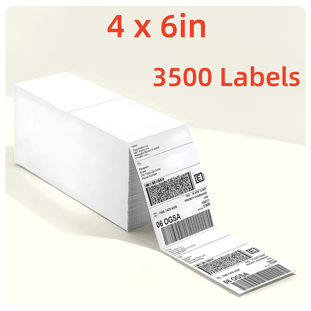 4x6 Direct Thermal Fanfold Shipping Labels 1000 or 4000 Pack Waterproof Perforated Self-Adhesive 500 Per Stack Compatible with Zebra Rollo MUNBYN