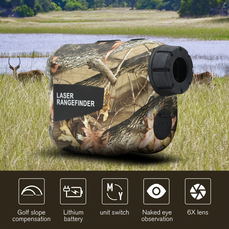 Laser Rangefinder 1200 Yards 6X Magnification Rechargeable – Slope Compensation Flagpole Lock Speed & Altitude Measurement Golf & Hunting Camo Rangefinder with Unit Conversion, LA12 Model