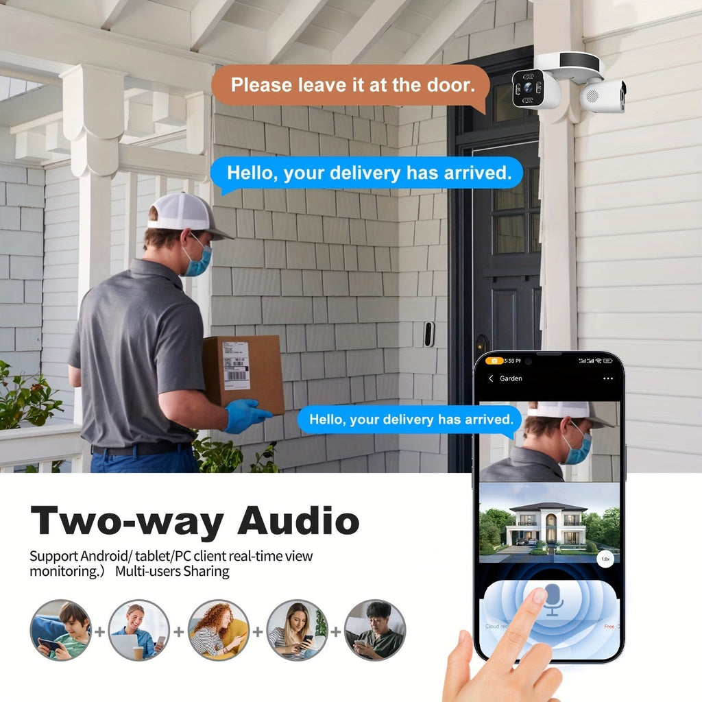 Dual Lens PTZ Security Camera Outdoor WiFi 5MP – 360° Pan Tilt 10x Electric Zoom Motion Detection Siren Alarm Two-Way Audio Color Night Vision 24/7 Wired Recording Home Surveillance