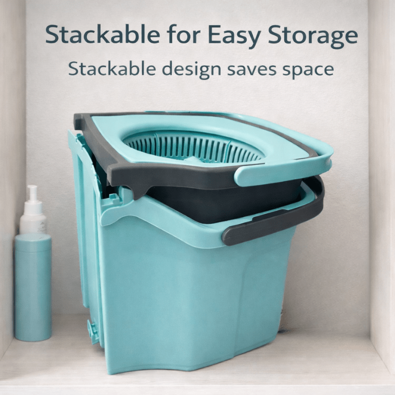 360° Spin Mop and Bucket Set with Wringer – Microfiber Mop Refills Stainless Steel Extended Handle Separate Compartment Floor Cleaning System for Hardwood Tile Laminate, Upgrade Option with 2 Refills