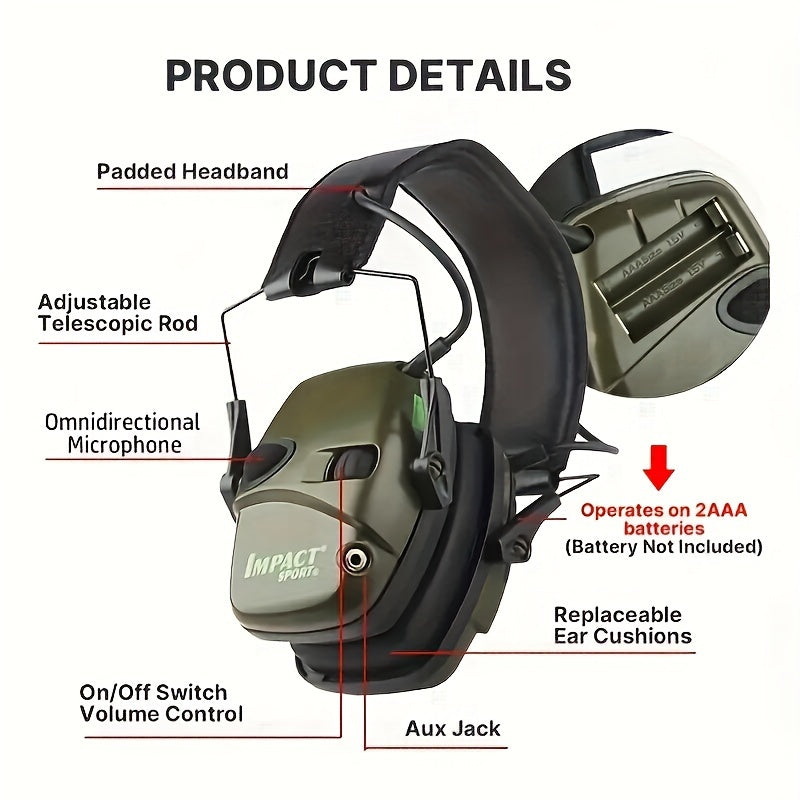 Shooting Earmuffs Electronic Hearing Protection with Sound Amplification & Noise Cancelling – Tactical Over-Ear Headset for Hunting, Gun Range & Outdoor Impact Sports