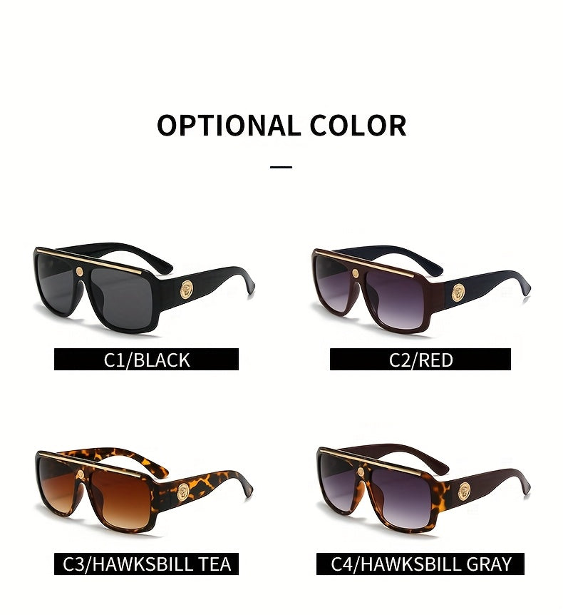 2-Pack Men's Cyberpunk Square Fashion Glasses with Metal Frame – Lightweight Street Style Sunglasses for Men, 8 Color Options, Daily Wear & Gift