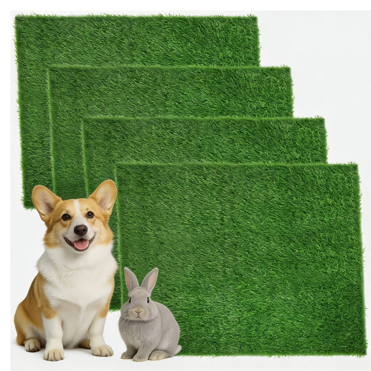 2-Pack Washable Dog Potty Training Mat Reusable Artificial Grass Pad Odor Control for Puppies Adult Dogs Indoor Outdoor Balcony Patio Housebreaking Travel Pet Waste Solution