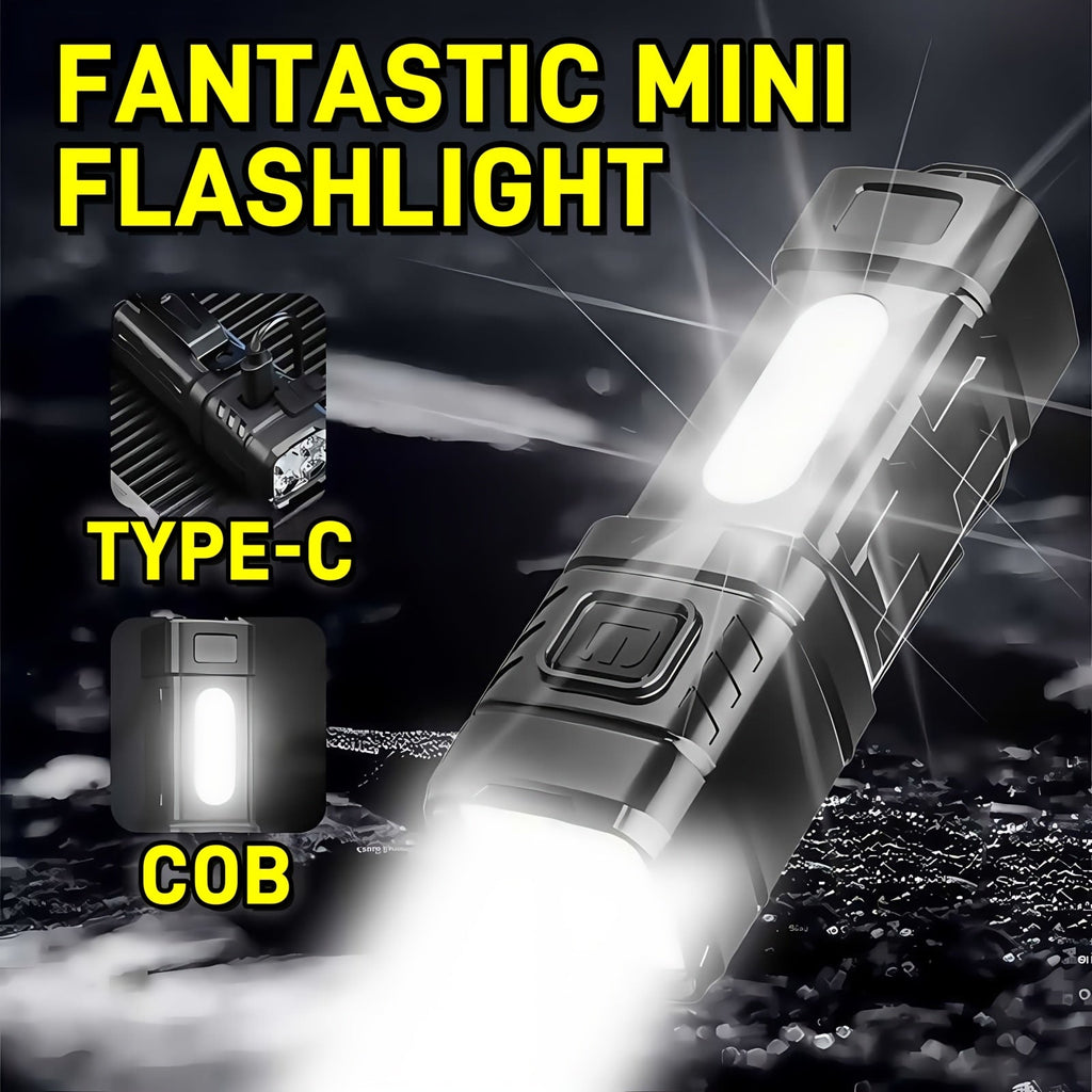 Rechargeable LED Flashlight 3 or 6 Pack 2000 Lumens COB USB-C – Compact Mini Handheld Flashlight with 4 Modes, 300M Beam, Back Clip & Built-In Battery for Camping Hiking Hunting Emergency EDC