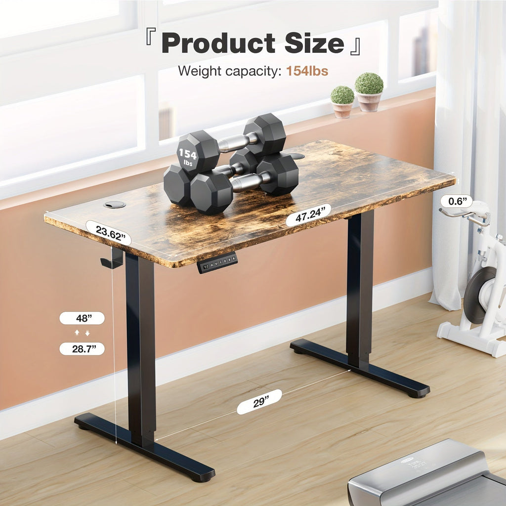 63 Inch Electric Standing Desk Height Adjustable Sit-Stand PC Workstation Wood Desktop Home Office Gaming Room Bedroom 3 Colors 3 Sizes