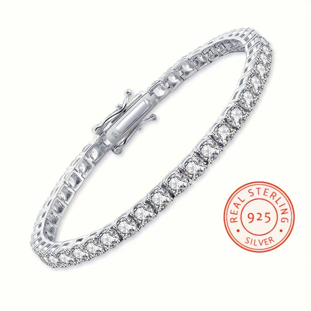 925 Sterling Silver Moissanite Tennis Bracelet 5mm – 0.5 Carat Lab Diamond Luxury Jewelry Gift for Women Men Wedding Anniversary Birthday Christmas