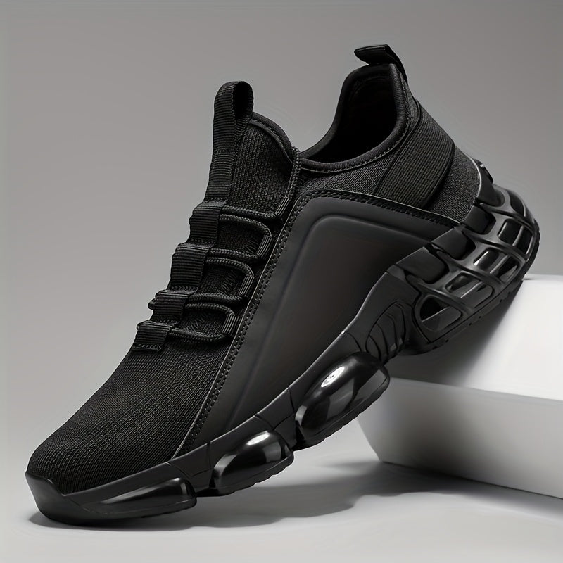 Men's Lightweight Breathable Mesh Sneakers PVC Sole Low-Top Lace-Up – Casual Sports Shoes in Blue & Black Solid Color for Daily Wear Running Training US Sizes 6.5 to 12.5