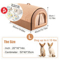 Foldable Dog Bed Cave 2-in-1 All Season – Fully Enclosed Covered Pet House with Handle, Soft Fluffy Non-Slip Washable Nest for Large, Medium & Small Dogs and Cats – Free Drool Bib – Velora