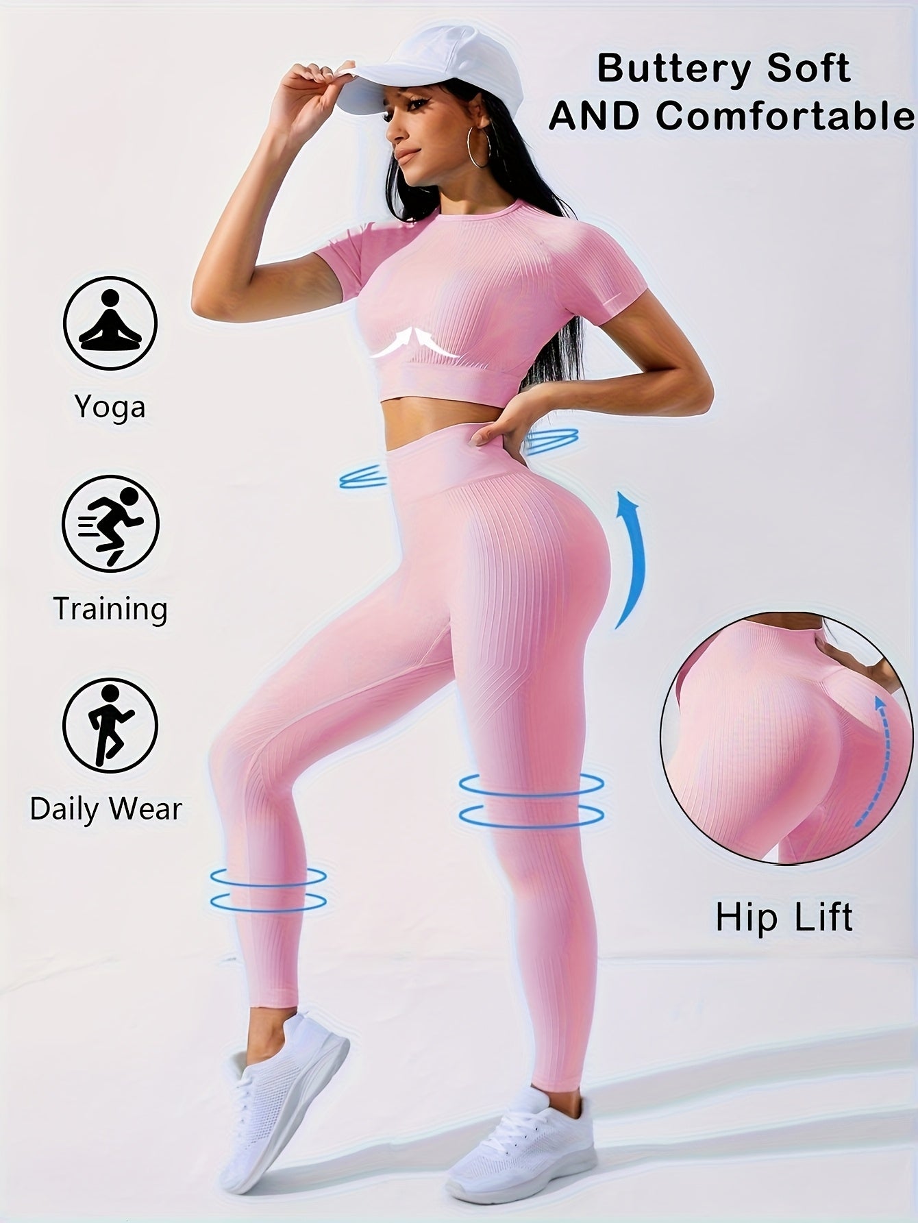Women's 2-Piece Workout Set Yoga Crop Top & High Waist Leggings – Crew Neck Medium Stretch Solid Color All-Season Activewear for Gym Fitness Pilates Running 8 Colors XS-XL