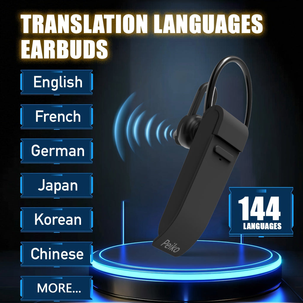PEIKO PK-10 AI Language Translator Earphone – Real-Time Voice Translation in 136 Languages Online & 11 Languages Offline, Single Earbud with Music & Call Support, Travel Translator Device