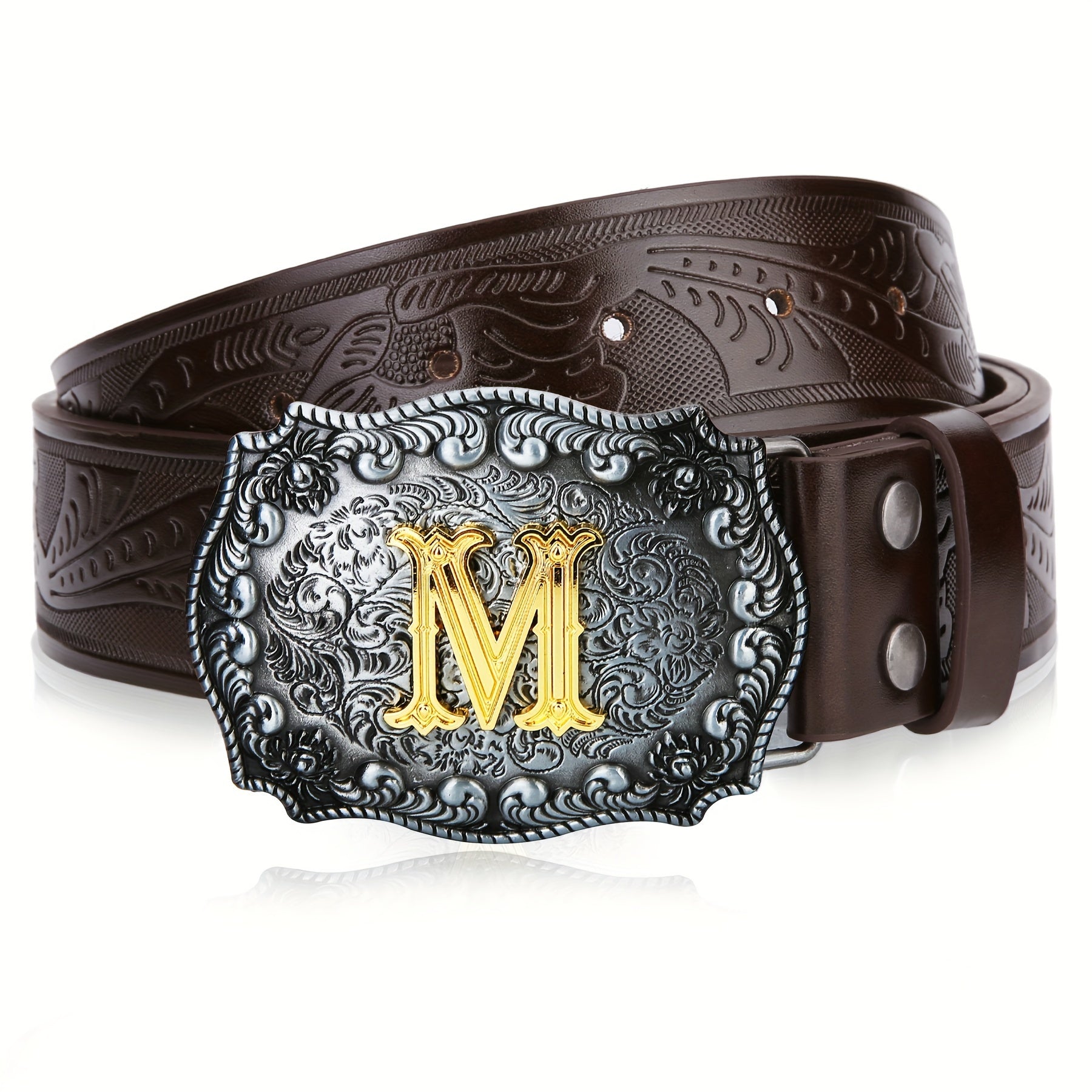 Western Cowboy Belt Men Women Embossed Floral Faux Leather Longhorn Bull Big Buckle – 23 Styles Sizes 34-44 Waist 32"-42" Country Rodeo Halloween Christmas Father's Day Gift