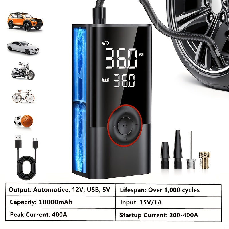Cordless Digital Tire Inflator 150PSI Portable Air Compressor Pump with Protective Case for Car Motorcycle Bike SUV Truck Auto Emergency Flat Tire Kit Gift for Men Dad