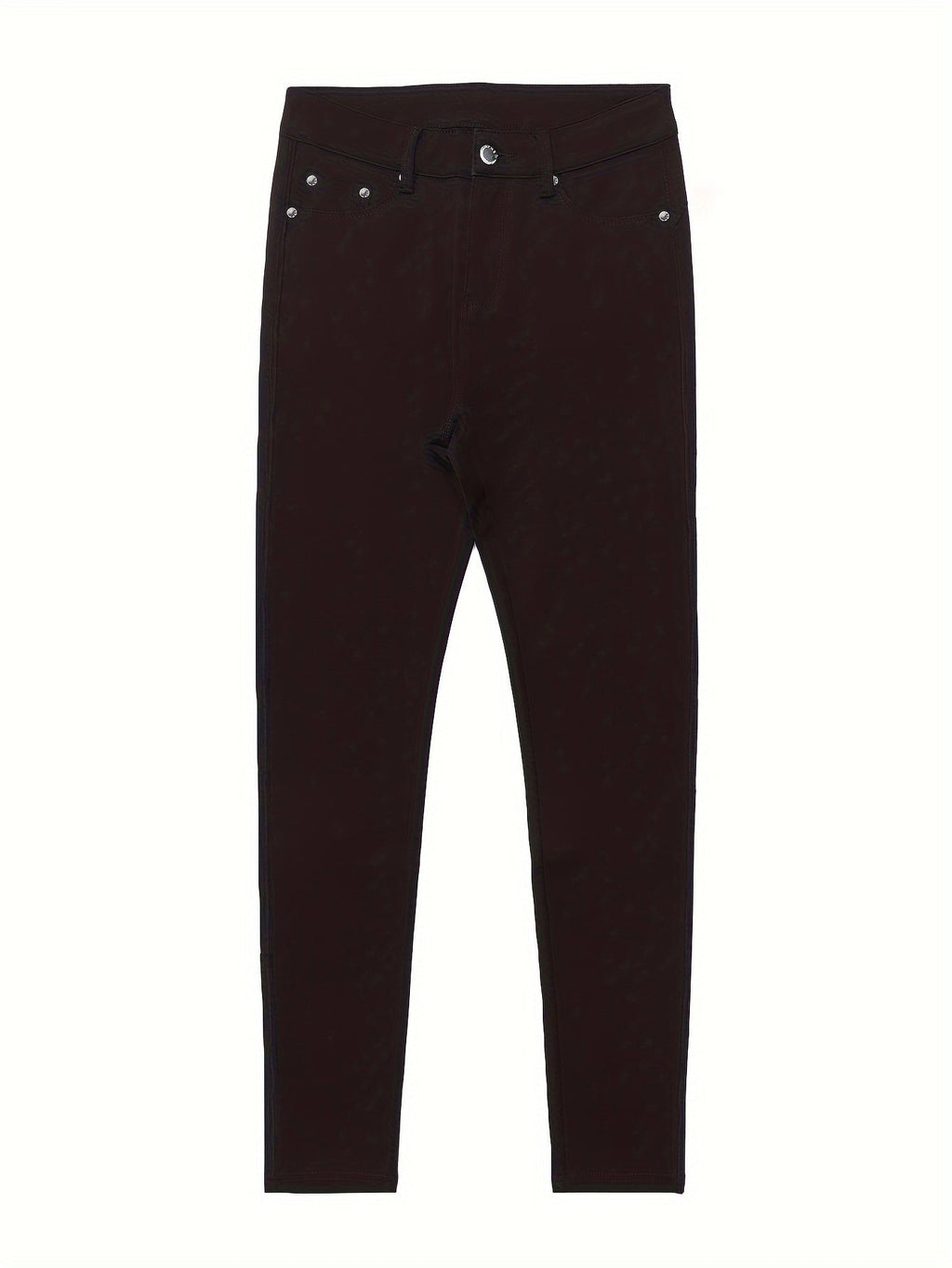 High Waist Stretch Skinny Jeans Women Metal Button Detail Street Style Slim Fit Denim Pants 10 Colors S-XXL