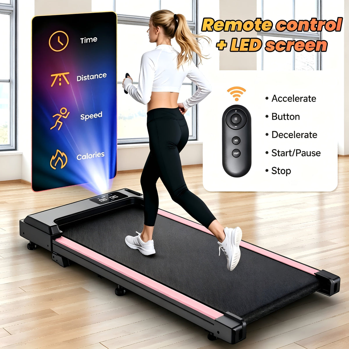 Under Desk Walking Pad Treadmill 2.5HP 15% Incline 4-in-1 Quiet Motor 265 Lbs Capacity with Remote Control & LED Display - Portable Home Office Fitness Treadmill for Walking, Jogging & Weight Loss