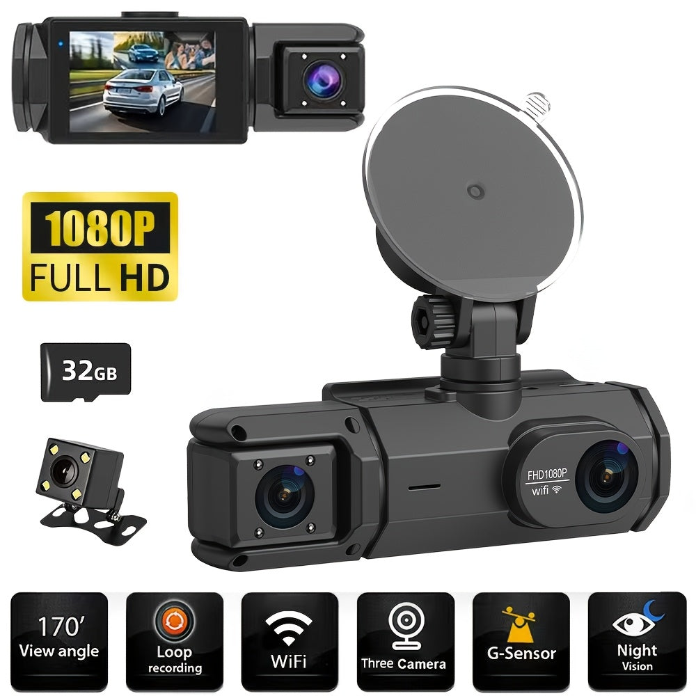 Dash Cam S2N 1080P HD Front and Rear Dual Camera with ADAS Night Vision G-Sensor Loop Recording 24Hr Parking Mode 170 Degree Wide Angle 2 Inch IPS Screen Car DVR for Cars Trucks SUVs