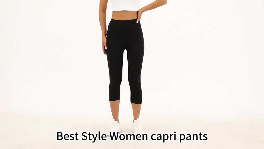 Women's Capri Leggings 5 Pack High-Elastic Opaque Non-See-Through 7/8 Length – 92% Polyester Workout Pants for Gym Running Yoga Pilates, Machine Washable, XS-XXL Mixed Colors